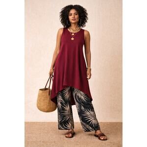 Alembika Plum Lagenlook Tunic Top Asymmetrical Artwear Minimalist Size 3